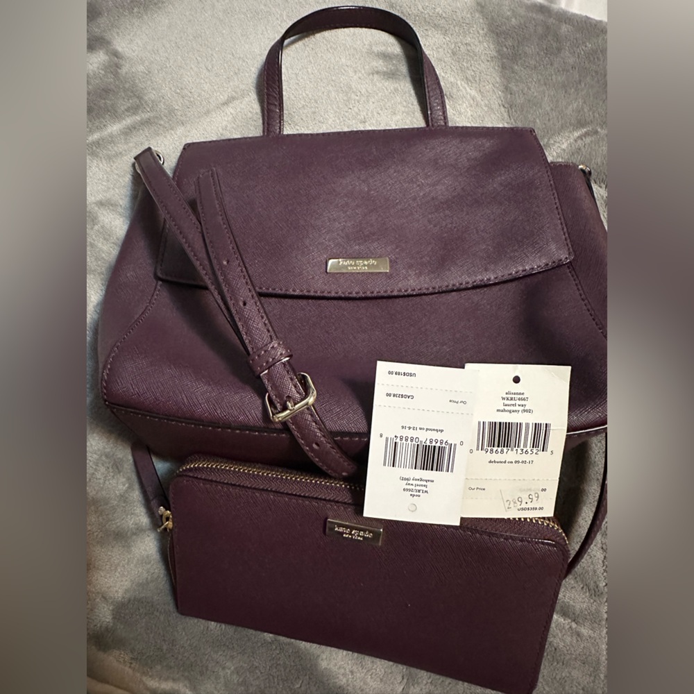 Purple Leather Women's Bag Set - Picture 2 of 5